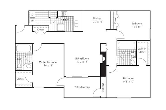a floor plan of a 1 bedroom floor plan