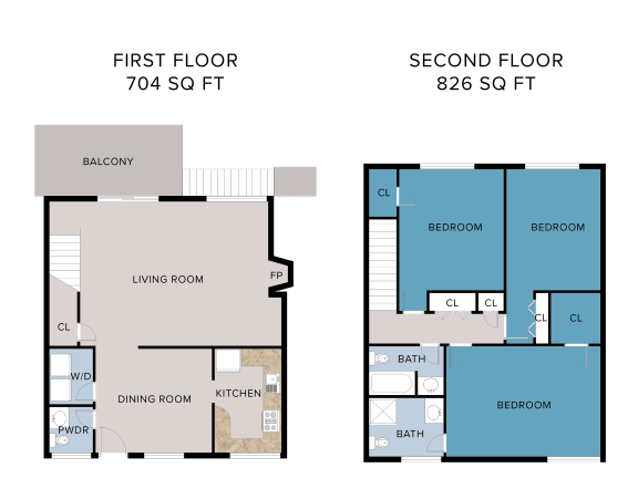 Floor Plan  3 bedroom 2.5 bathroom floor plan at Greenwich Place, Greenwich, CT, 06830