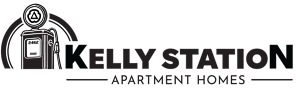 A logo for Kelly Station Apartment Homes featuring a stylized camera.