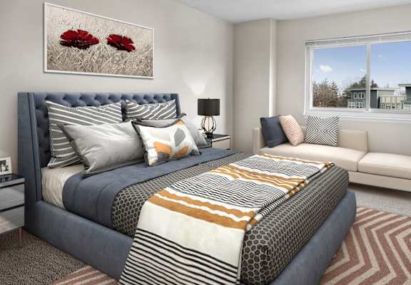 Bedroom With Expansive Windows at Metro 710, Silver Spring