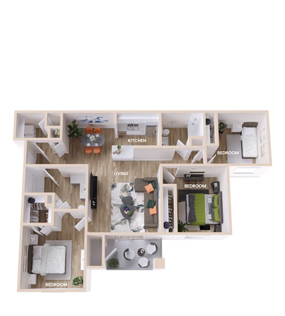 A diagram of a house layout with labeled rooms.