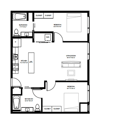 E Floor Plan at Canary Lofts, Des Moines, Iowa