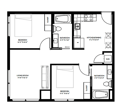 B Floor Plan at Canary Lofts, Des Moines, IA