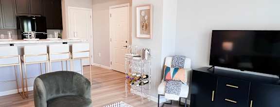 Living Room with Coffee Table at Hebron Station Apartments, Hebron, KY, 41048