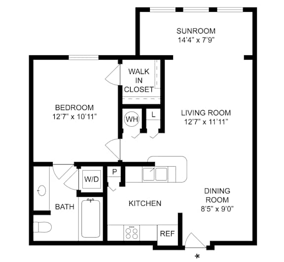Cove-Sunroom Floorplan at The Fenwick Apartment Homes, Humble
