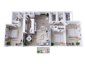 A top-down view of a house layout with labeled rooms.