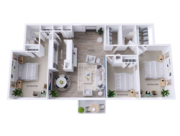 A top-down view of a house layout with labeled rooms.
