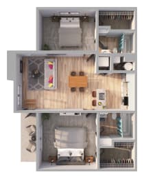 2 Bed 2 Bath Floor Plan with 900 Sq. Ft. at Skyview in CO 80234