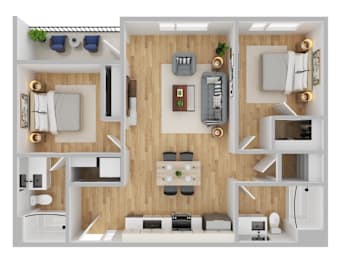 Arts Plaza Apartments in Gresham, Oregon Two Bedroom Floor Plan