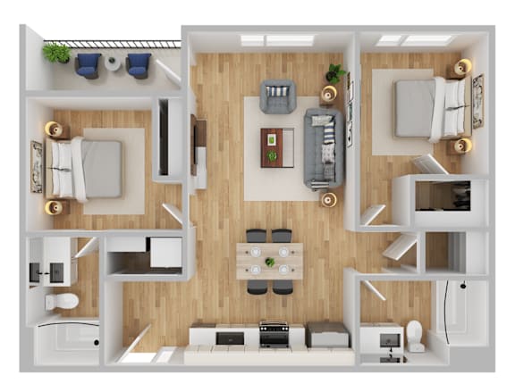 Arts Plaza Apartments in Gresham, Oregon Two Bedroom Floor Plan