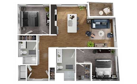 BLVD at Revere Beach - B6 - 2 bedroom - 2 bath - 3D