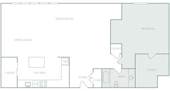 Harbor Hill Apartments floor plan A11 - 1 bed 1 bath - 2D