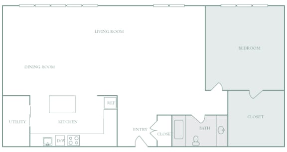 Harbor Hill Apartments floor plan A12 - 1 bed 1 bath - 2D