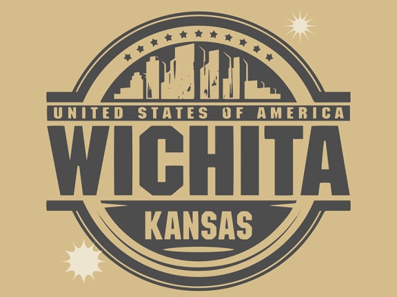 abstract stamp or label with the text united states of america wichita kansas