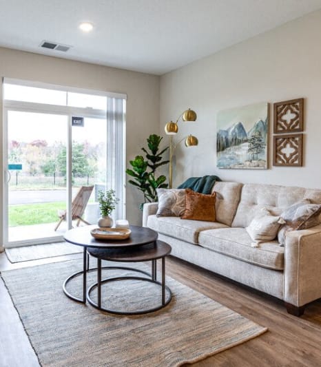 a living room with a couch and a tv