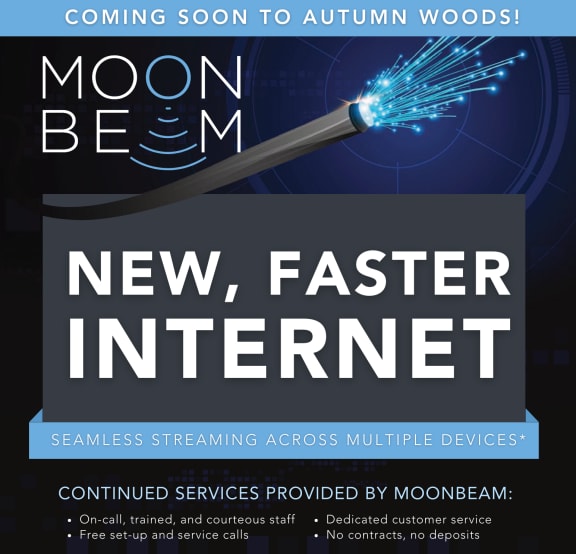 a poster for moon beam new faster internet
