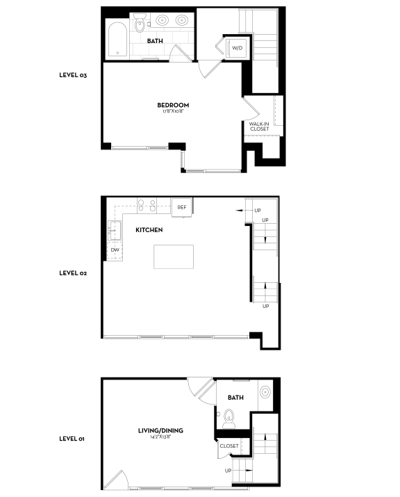 1 bed 1 and 1/2 Bath - 1,105sq feet