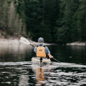 person kayaking on river at North Pointe, Idaho, 83854