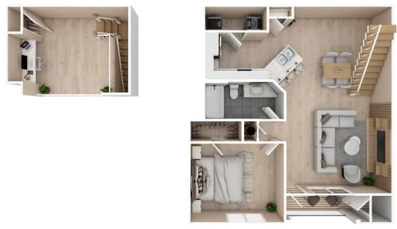 Floor Plan  One bedroom, One bathroom with loft floor plan at Audubon Park Apartment Homes