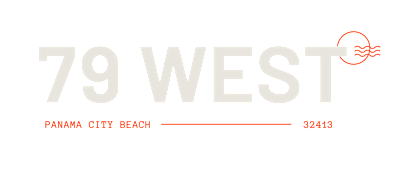A black background with the text "79 WEST" and "PANAMA CITY BEACH" in white and red.