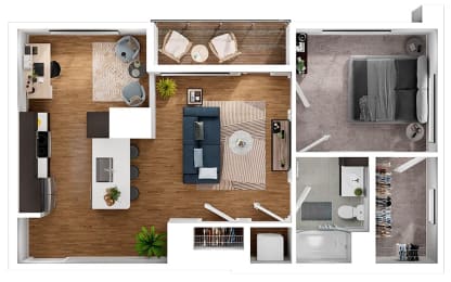 BLVD at Revere Beach - A5D - 1 bedroom with den - 1 bath - 3D