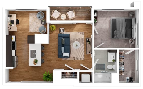 BLVD at Revere Beach - A5D - 1 bedroom with den - 1 bath - 3D
