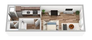 The Gabe Apartments in Portland, Oregon Studio Floor Plan