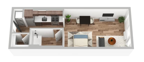 The Gabe Apartments in Portland, Oregon Studio Floor Plan