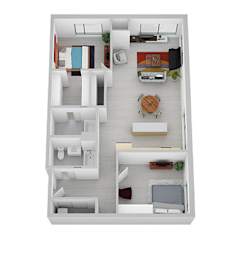 E Floor Plan at Canary Lofts, Des Moines, Iowa