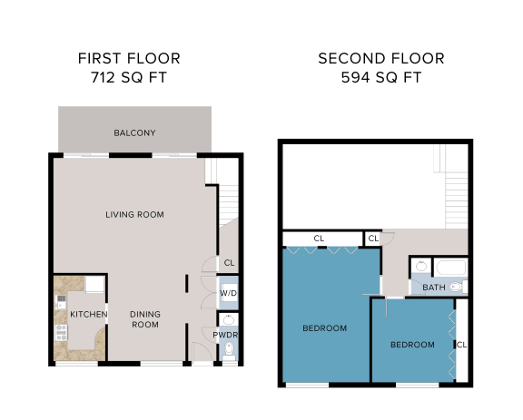 2 bedroom 1.5 bathroom floor plan D at Greenwich Place, Connecticut, 06830