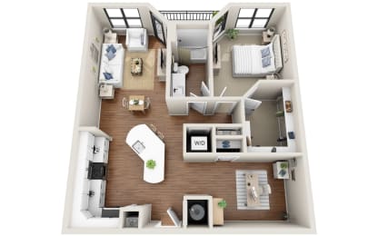 1 bedroom 1 bathroom Floor plan F at 401 Oberlin, Raleigh, NC, 27605