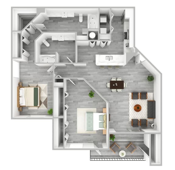 Floor Plan  2 bedroom 2 bathroom The Preserve at Westchase B2 Renovated 3D Floor Plan&#xA0;at The Preserve at Westchase, Tampa