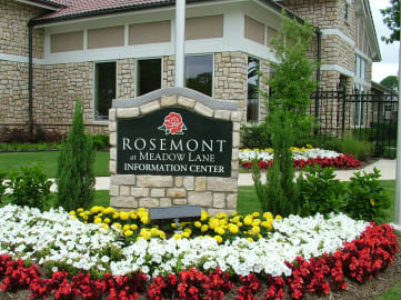 Rosemont at Meadow Lane Apartments Exterior Monument Sign and Flowers