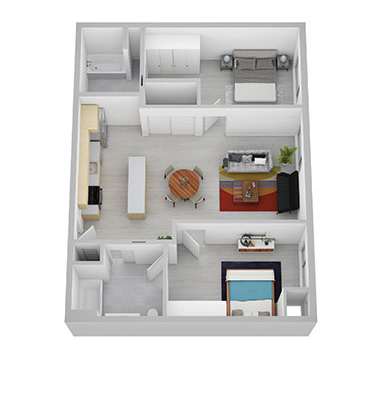 D-2 Floor Plan at Canary Lofts, Iowa, 50311