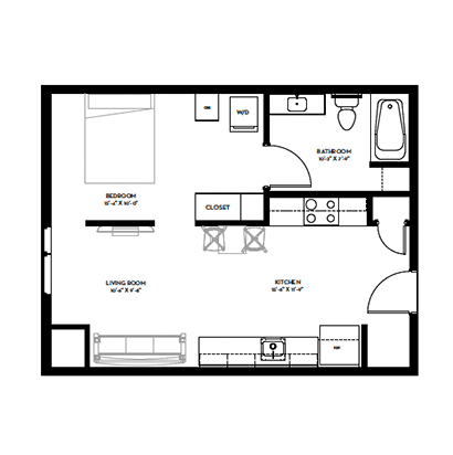 Alcove B Floor Plan at Canary Lofts, Des Moines, Iowa
