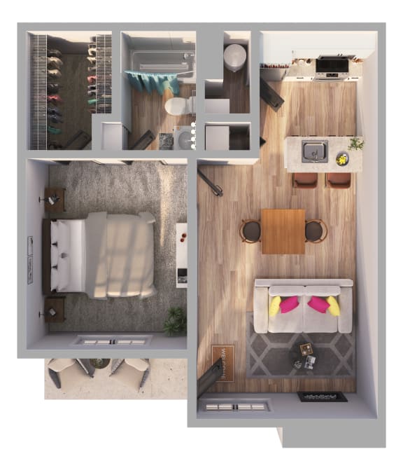 1 Bed 1 Bath Floor Plan with 650 Sq. Ft. at Skyview in Westminster, CO