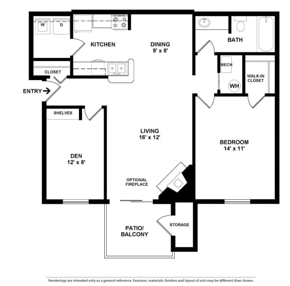 Chesterfield Cup 1 Bedroom Den 841 Sq. Ft. at Hunt Club Apartments, Integrity Realty, OH