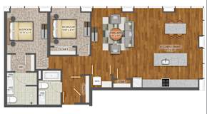 2Bed 2Bath L Floor Plan at Stella St. Paul Apartments, St. Paul, MN, 55102