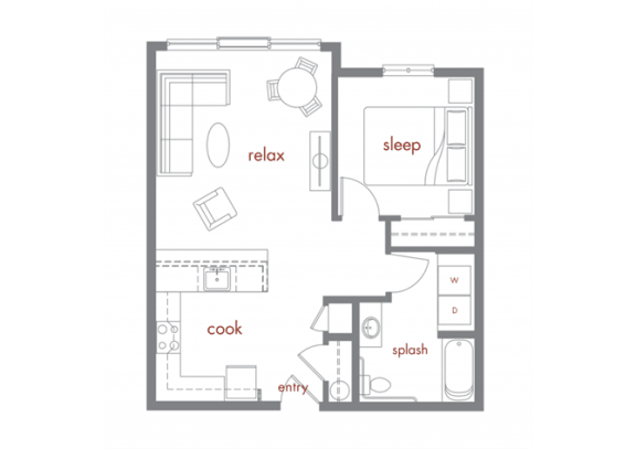 Aspen Floor Plan at Tivalli Apartments, Washington, 98087