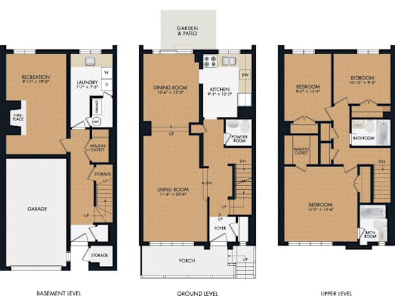 A floor plan for a 3 bedroom, 2 1/2 bathroom home that is 1,808 square feet.