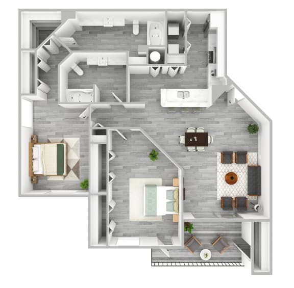 2 bedroom 2 bathroom The Preserve at Westchase B2 3D Floor Plan at The Preserve at Westchase, Tampa, Florida