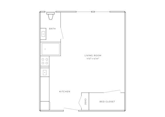this floor plan is an approximation of a 1 bedroom floor plan