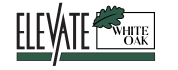 a logo for elevate white oak with a maple leaf on it