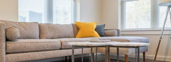 Living Room with Couch at The Elm at Island Creek Village, Duxbury