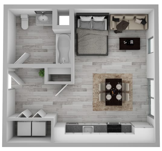 Floor Plan  studio apartment floor plan at AVIVA Apartments
