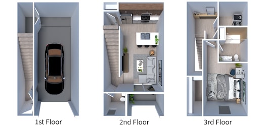 Floor Plan  three dimensional floor plans of a 1 bedroom apartment