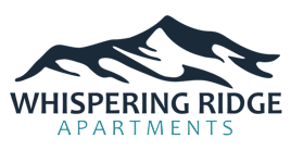 The image is a logo for Whispering Ridge Apartments.