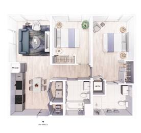 a 1 bedroom floor plan  glio residences  460 sq ft