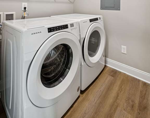 Washer and Dryer with Built In Shelving