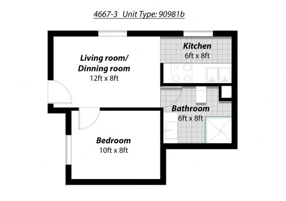 Floor Plan  1 Bedroom &#x2B; 1 Bath